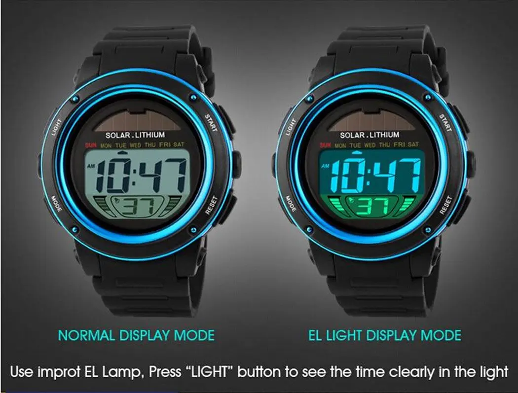 MASTOP Solar Watch Black LED Digital Military Waterproof Sports Watch 40mm (1.57in) - view 4