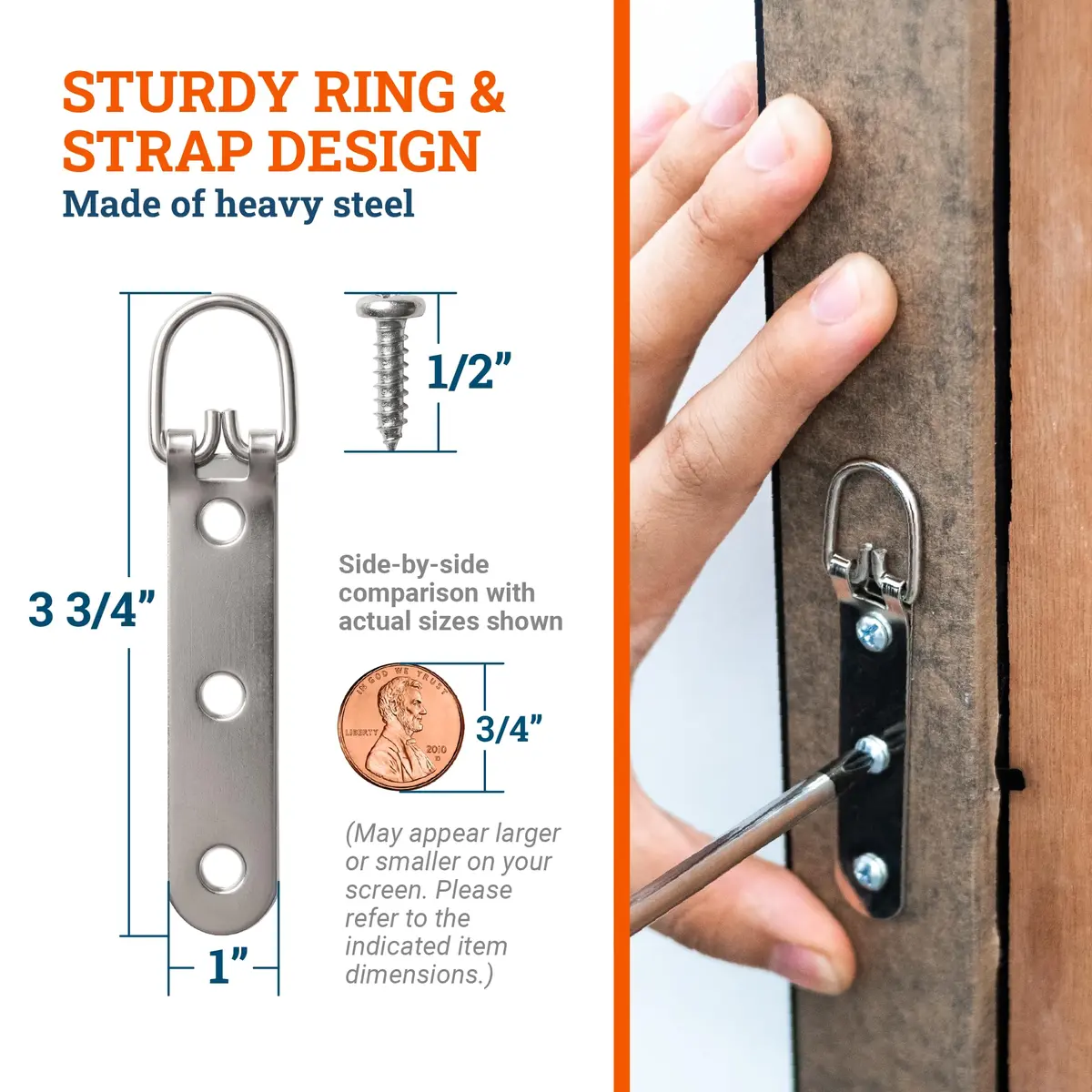 Picture Hang Solutions 3-Hole D-Ring Heavy Duty Picture Hangers 30 Pack | Supports up to 50 lb - view 6