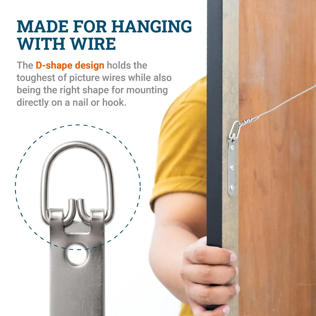 Picture Hang Solutions 3-Hole D-Ring Heavy Duty Picture Hangers 30 Pack | Supports up to 50 lb - view 3