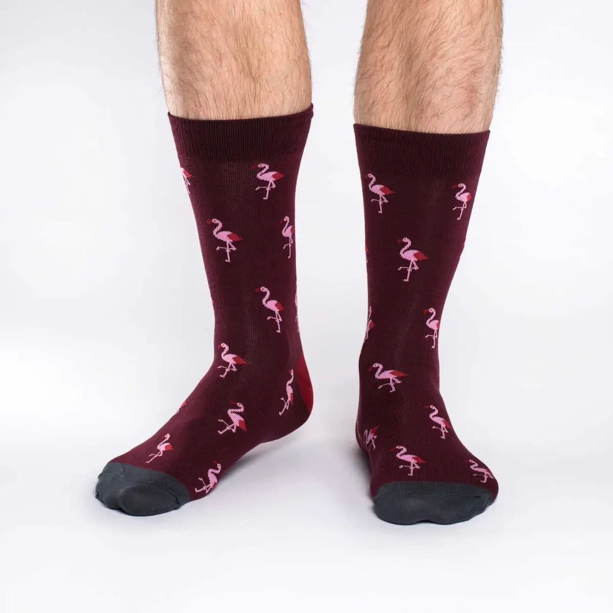 Good Luck Sock Men's Flamingo Crew Socks Large (Shoe size 7-12) | Fun Flamingo Design with Reinforced Toe - view 2