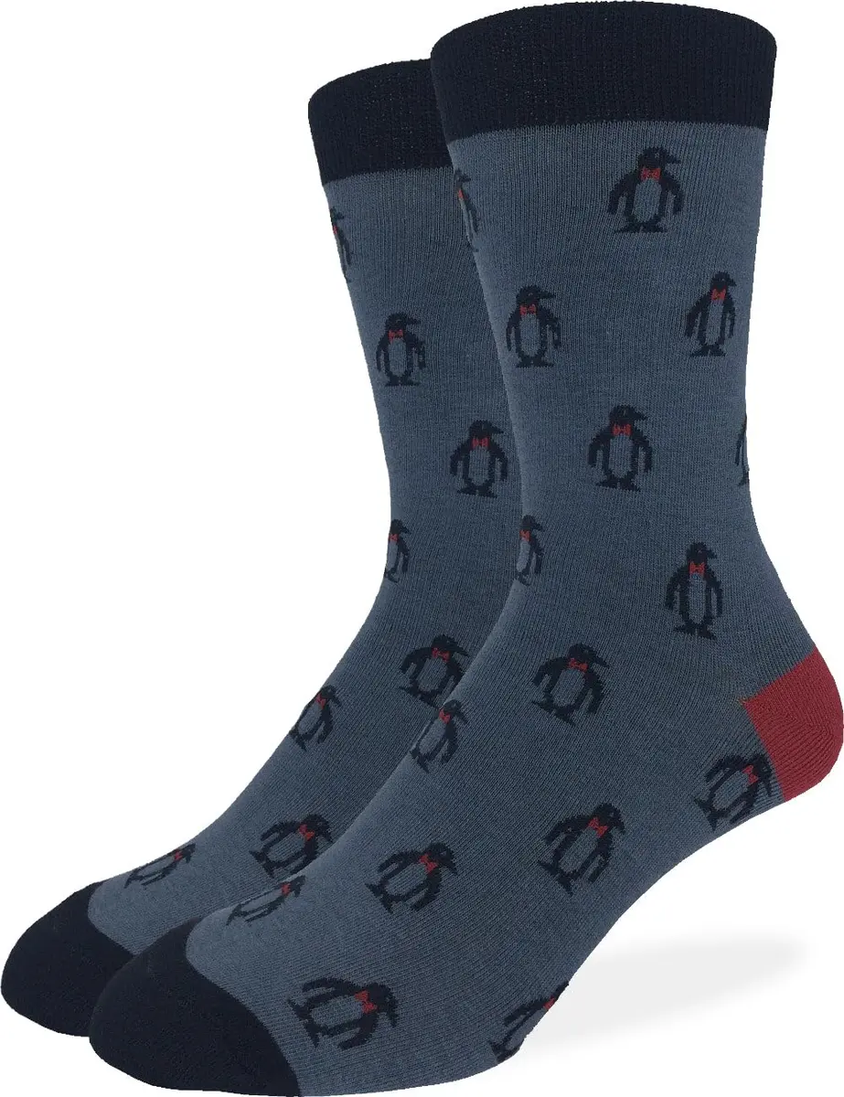 Good Luck Sock Men's Penguin Crew Socks, Grey, Large | Fun, Breathable & Reinforced (70-120 chars) - main product image