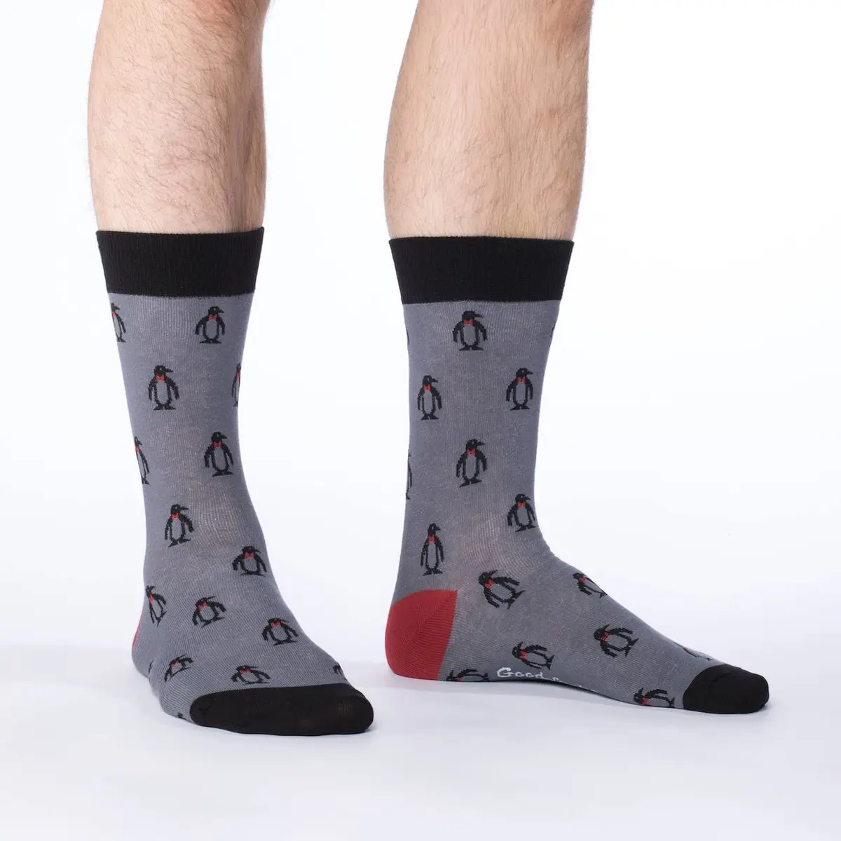 Good Luck Sock Men's Penguin Crew Socks, Grey, Large | Fun, Breathable & Reinforced (70-120 chars) - view 2