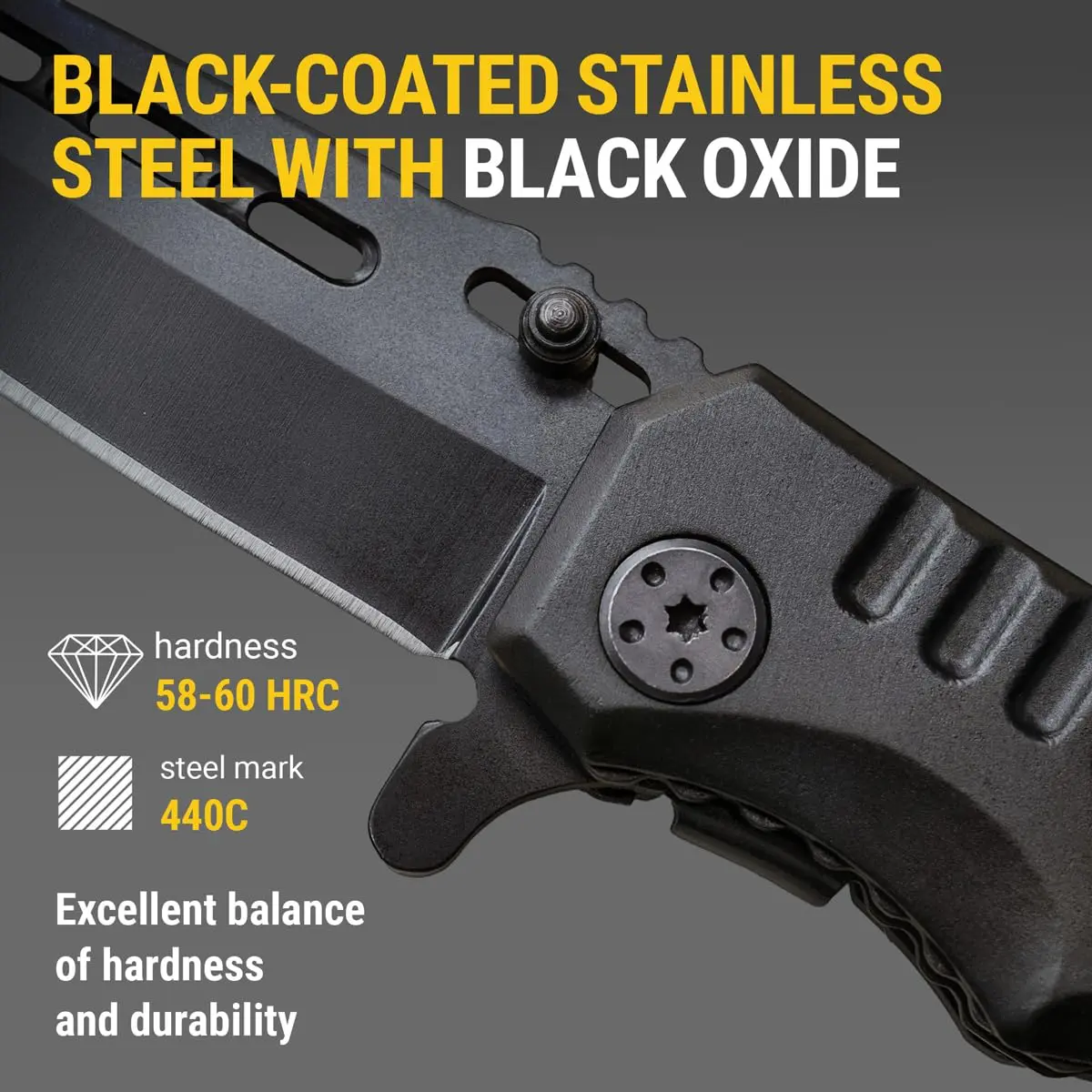 Grand Way Safety Lock Pocket Knife 3.4" Blade | Folding Tactical with Aluminum Handle for EDC & Camping - view 2