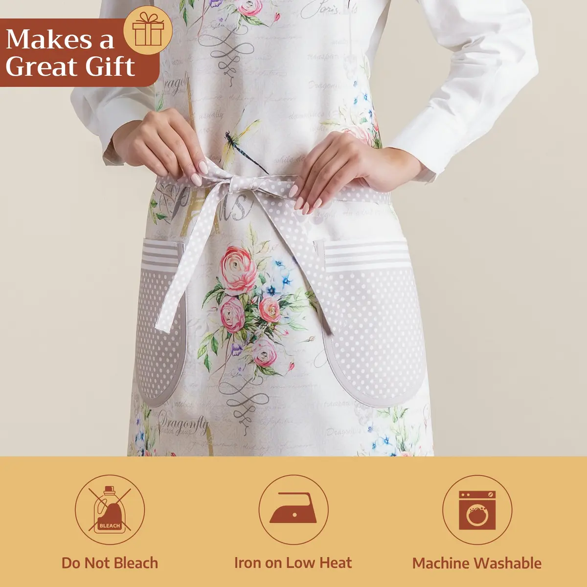 Maison d' Hermine Aprons for women with Pocket 100% Cotton | Stylish European Design, Full Coverage - view 5
