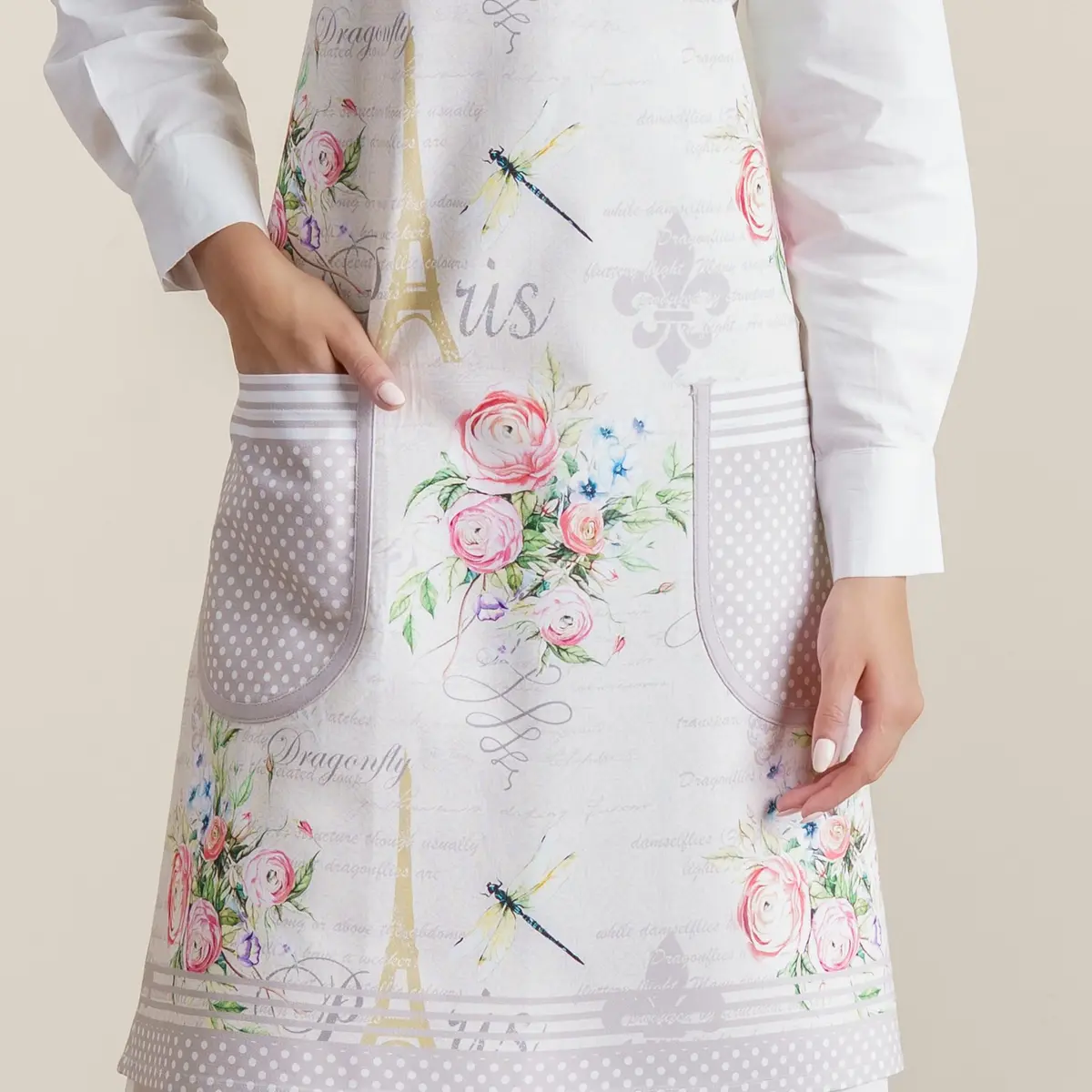 Maison d' Hermine Aprons for women with Pocket 100% Cotton | Stylish European Design, Full Coverage - view 8
