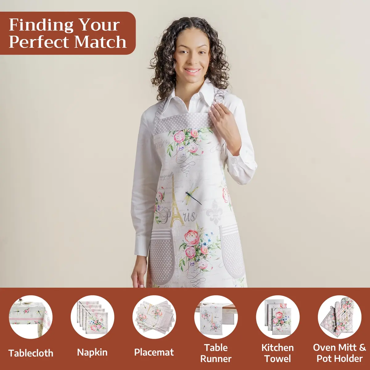 Maison d' Hermine Aprons for women with Pocket 100% Cotton | Stylish European Design, Full Coverage - view 4