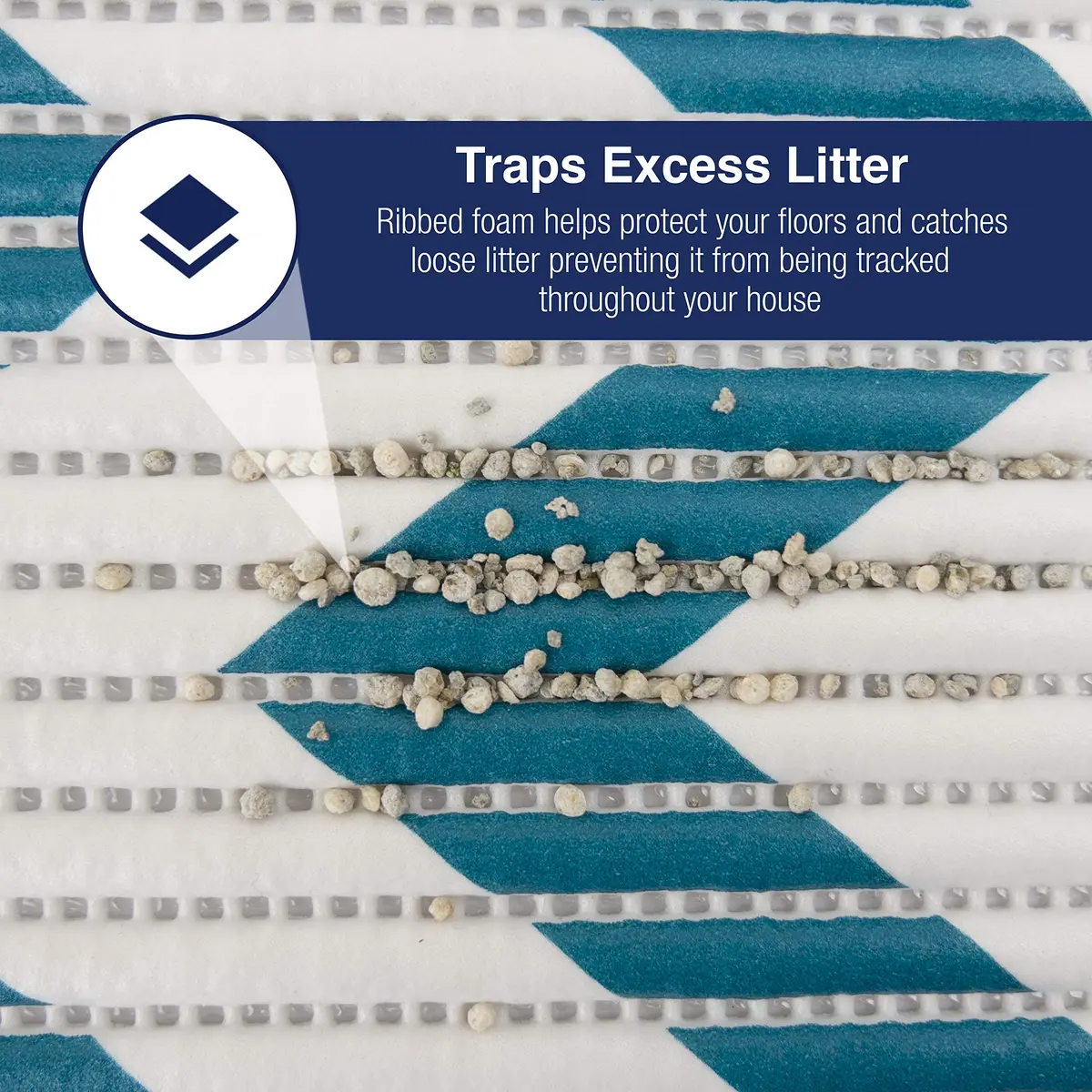 Fresh Kitty Water Resistant Waste Bag – XL Jumbo Foam Litter Mat, Blue/White Chevron, Phthalate & BPA Free, 40" x 25" - view 3