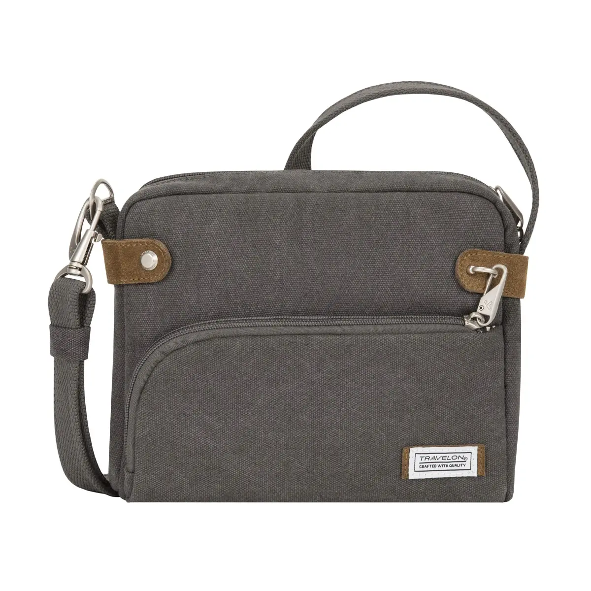 Travelon Anti-Theft Heritage Crossbody Bag Pewter 20cm (7.9in) x 24cm (9.5in) x 6.4cm (2.5in) | Secure Travel Companion - main product image