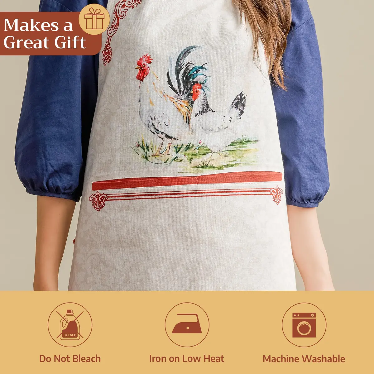 Maison d' Hermine Aprons for women with Pocket 100% Cotton | Stylish European Motifs (70-120 chars) - view 5