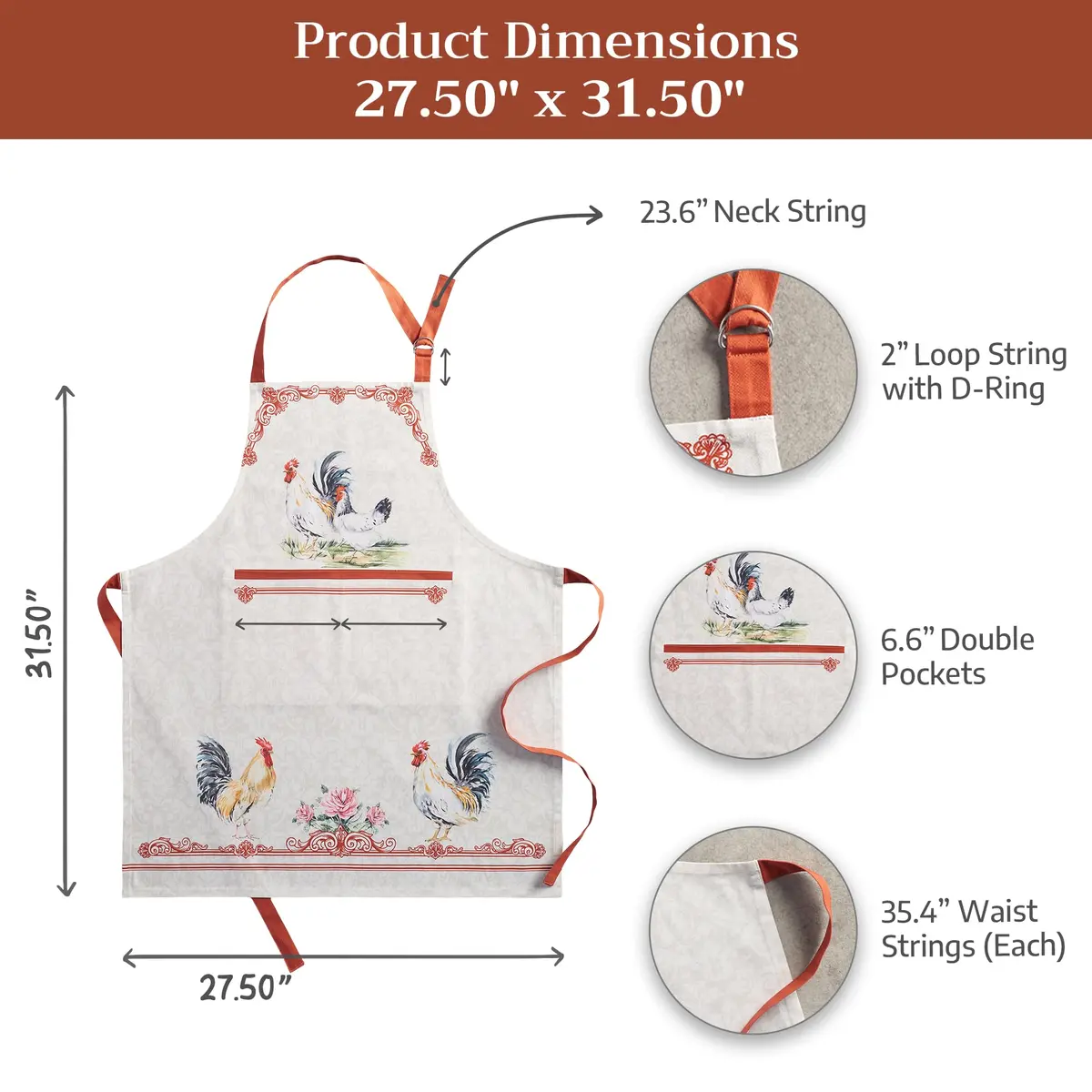 Maison d' Hermine Aprons for women with Pocket 100% Cotton | Stylish European Motifs (70-120 chars) - view 7