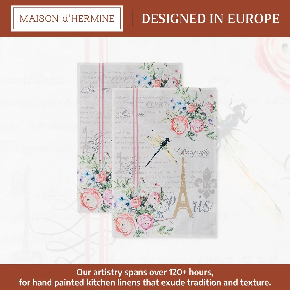 Maison d' Hermine Kitchen Towels Set of 2 | 100% Cotton, 27.50" x 20" | European Design - view 2
