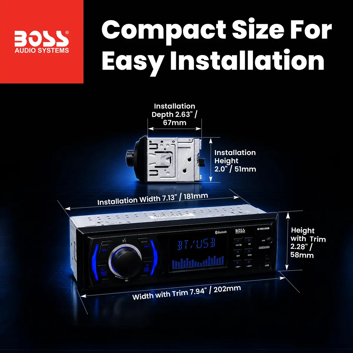 BOSS Audio Systems 616UAB Single DIN Bluetooth Car Stereo, No DVD, USB | 50W x 4 Max Power, Hands-Free Calls - view 5