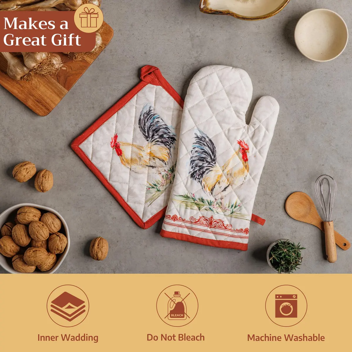 Maison d' Hermine Pot Holders 8" x 8" | 100% Quilted Cotton, European Design, Made in India - view 5