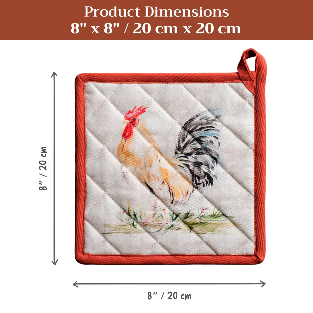 Maison d' Hermine Pot Holders 8" x 8" | 100% Quilted Cotton, European Design, Made in India - view 7