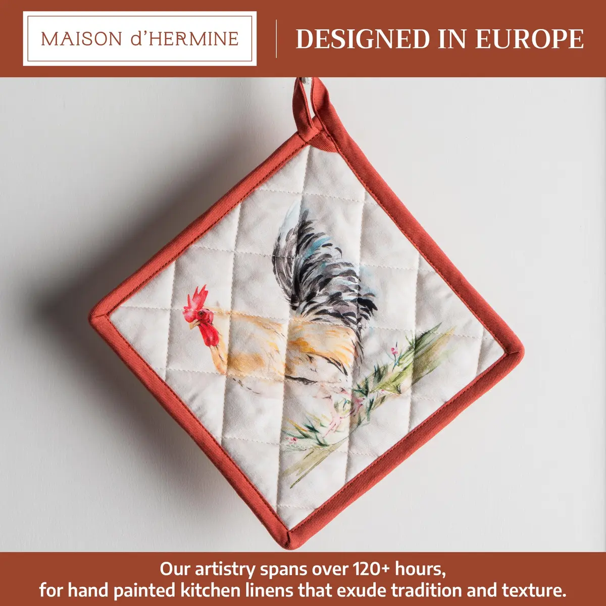 Maison d' Hermine Pot Holders 8" x 8" | 100% Quilted Cotton, European Design, Made in India - view 2