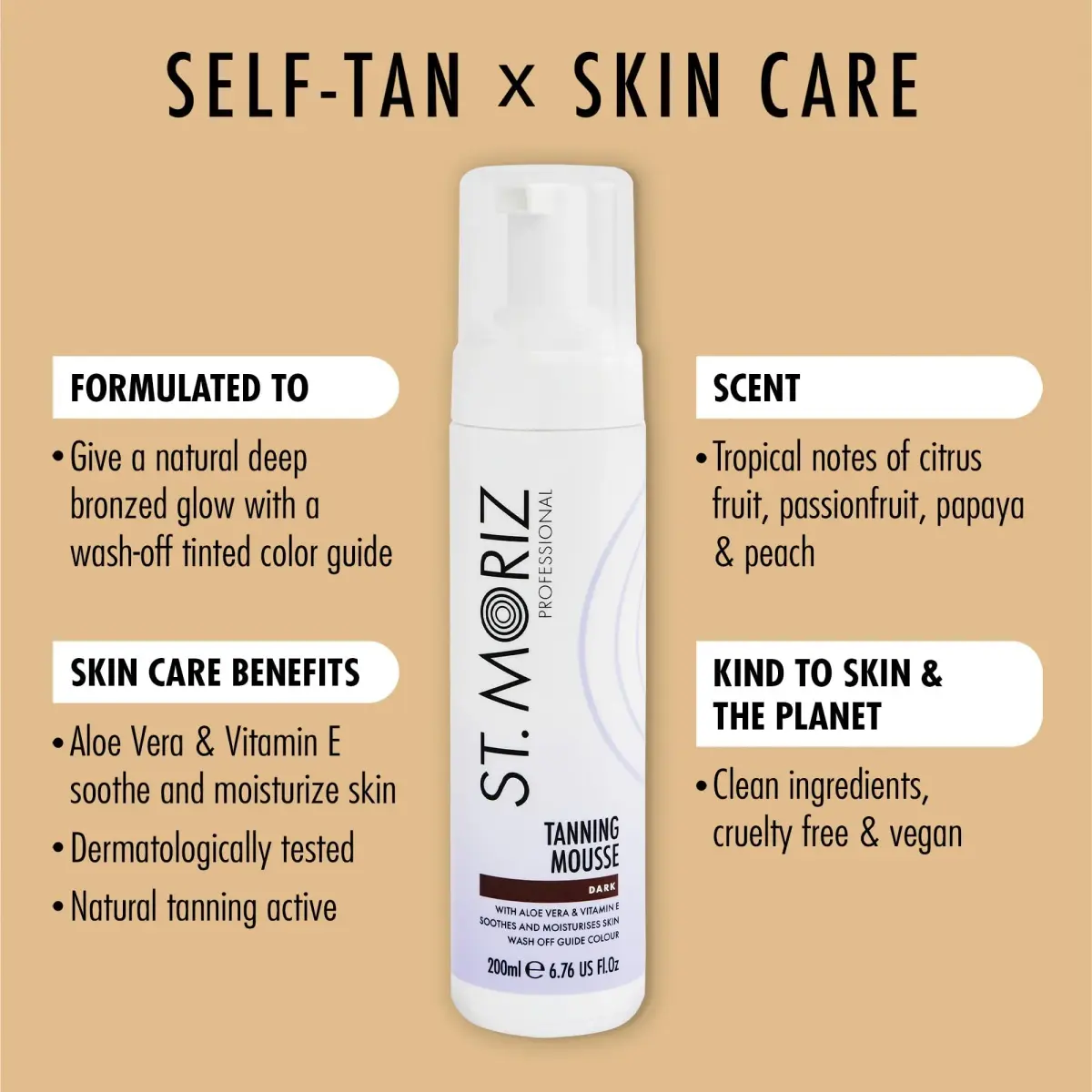 St. Moriz Professional Dark Self Tanner Mousse 200ml (6.76 fl oz) | Streak-Free Fake Tan with Aloe Vera & Vitamin E - view 2
