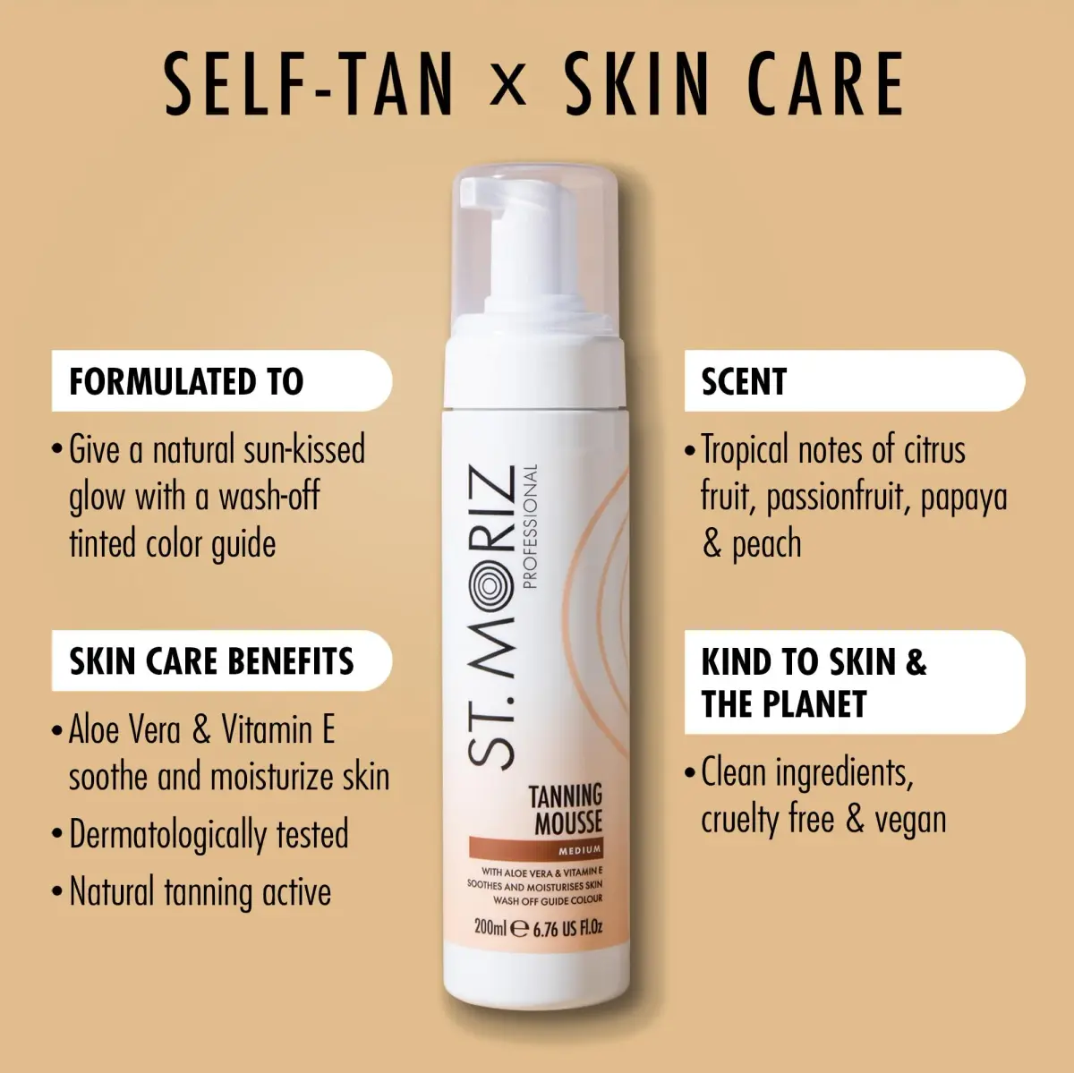 St. Moriz Professional Medium Self Tanner Mousse 200ml (6.76 Fl Oz) | Streak-Free Natural Glow - view 2