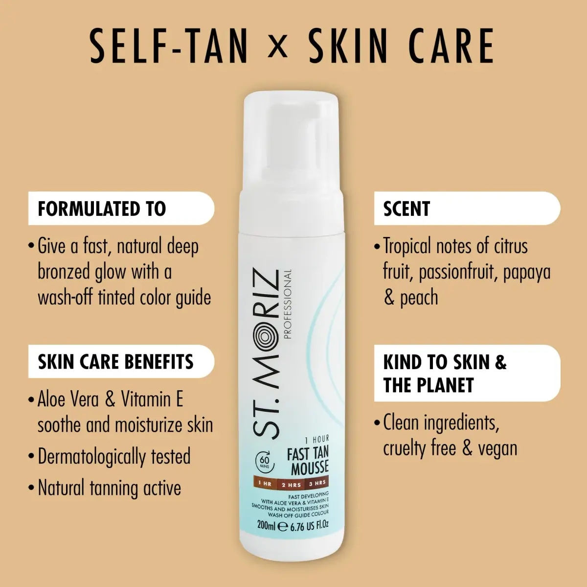 ST. MORIZ Professional 1 Hour Fast Self Tanner Mousse, Light to Dark, 200ml (6.76 fl oz) | Vegan & Dermatologically Tested - view 2