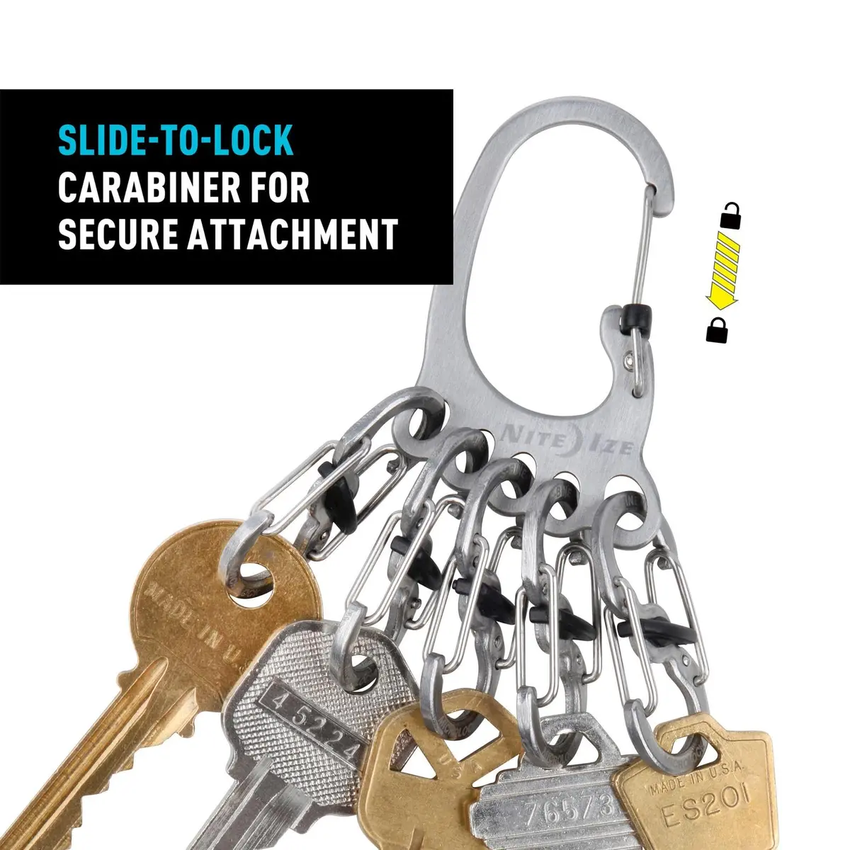 Nite Ize Carabiner Keychain with 5 Stainless Steel Locking S-Biners | Secure & Durable (70-120 chars) - view 5