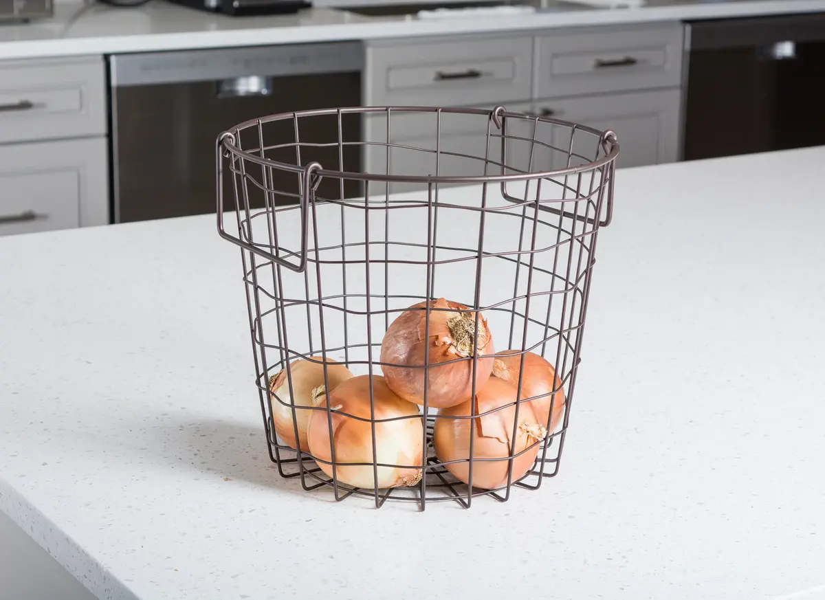 DII Metal Wire Storage Bin, Small Round 12x12x10 inches | Modern Black Finish for Home & Kitchen - view 6
