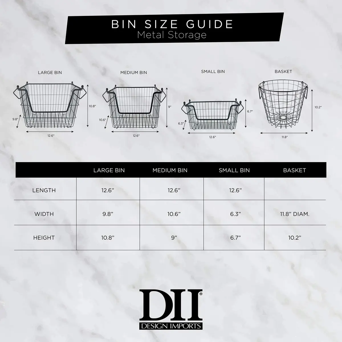 DII Metal Wire Storage Bin, Small Round 12x12x10 inches | Modern Black Finish for Home & Kitchen - view 7