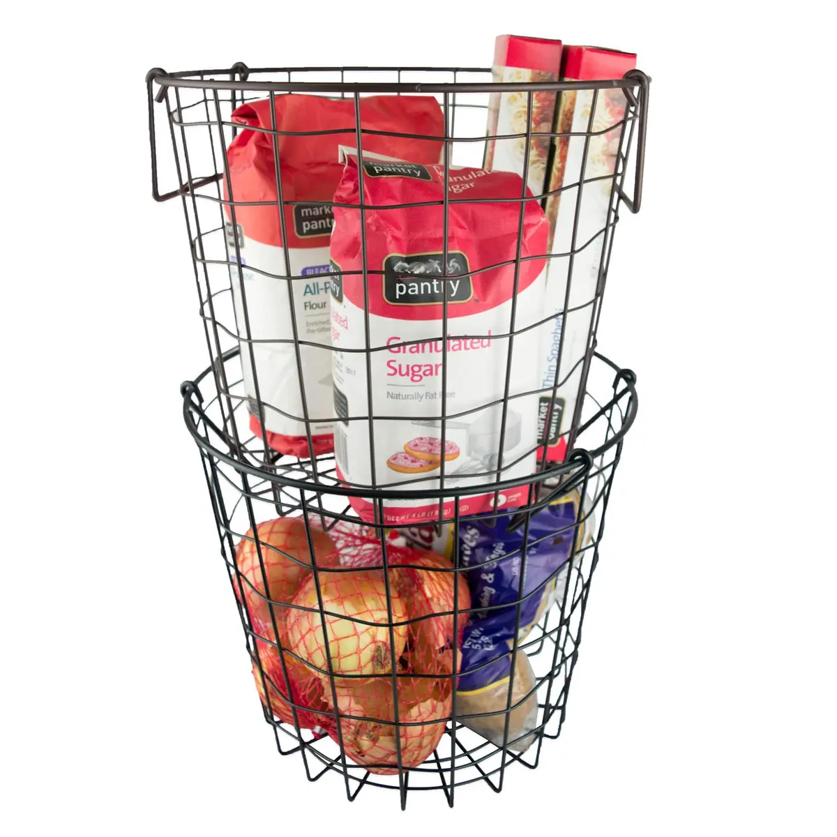 DII Metal Wire Storage Bin, Small Round 12x12x10 inches | Modern Black Finish for Home & Kitchen - view 4