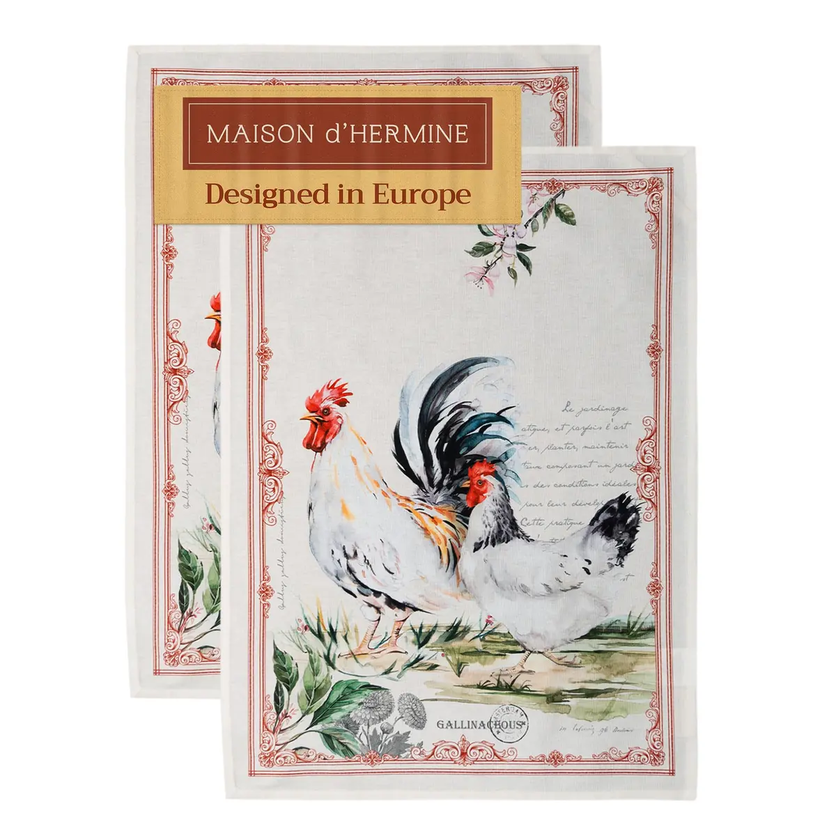 Maison d' Hermine Kitchen Towels Set of 2 | 100% Cotton, 27.50" x 20" | Stylish & Reusable - main product image