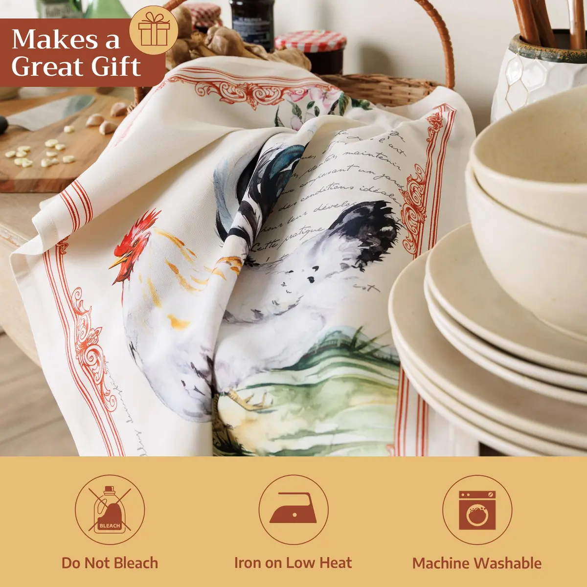 Maison d' Hermine Kitchen Towels Set of 2 | 100% Cotton, 27.50" x 20" | Stylish & Reusable - view 7