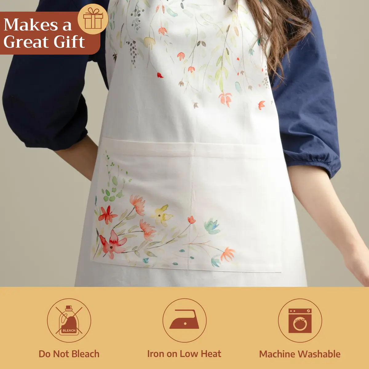 Maison d' Hermine Aprons for women with Pocket 100% Cotton | Stylish European Motifs, Full Coverage - view 5