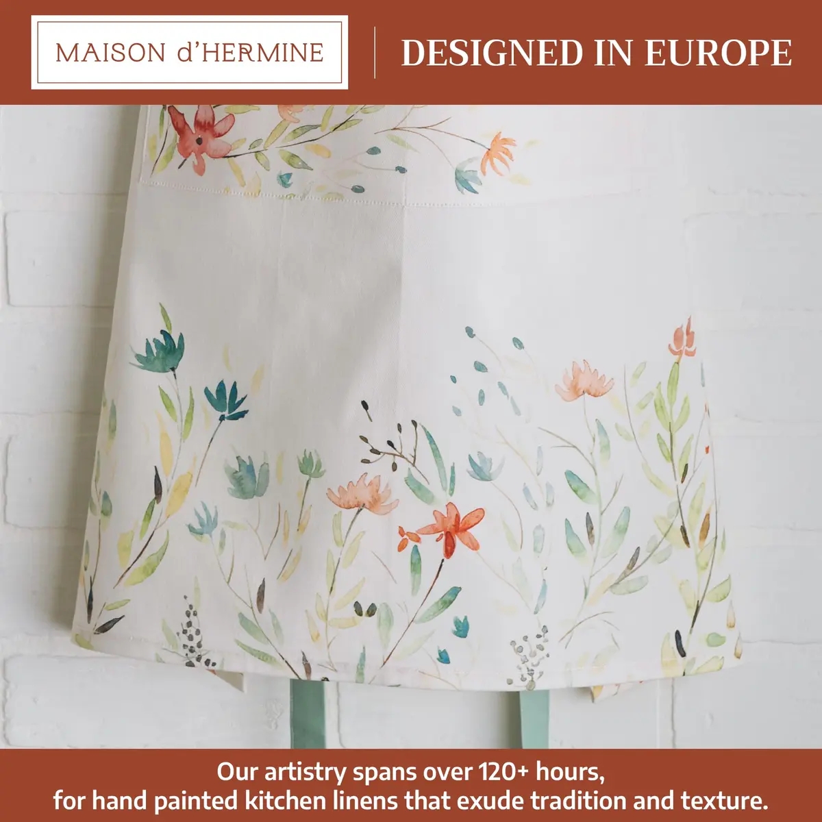 Maison d' Hermine Aprons for women with Pocket 100% Cotton | Stylish European Motifs, Full Coverage - view 2