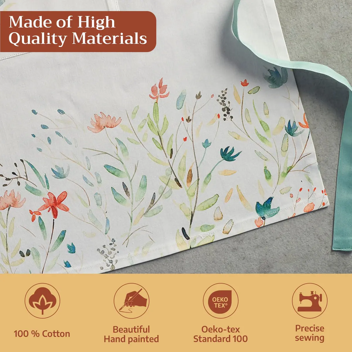 Maison d' Hermine Aprons for women with Pocket 100% Cotton | Stylish European Motifs, Full Coverage - view 3