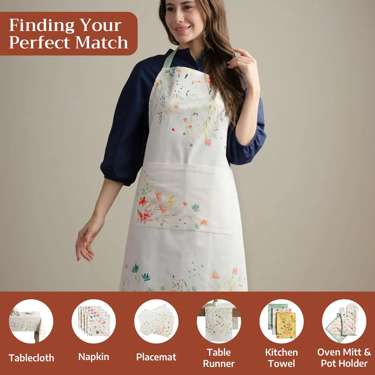 Maison d' Hermine Aprons for women with Pocket 100% Cotton | Stylish European Motifs, Full Coverage - view 4