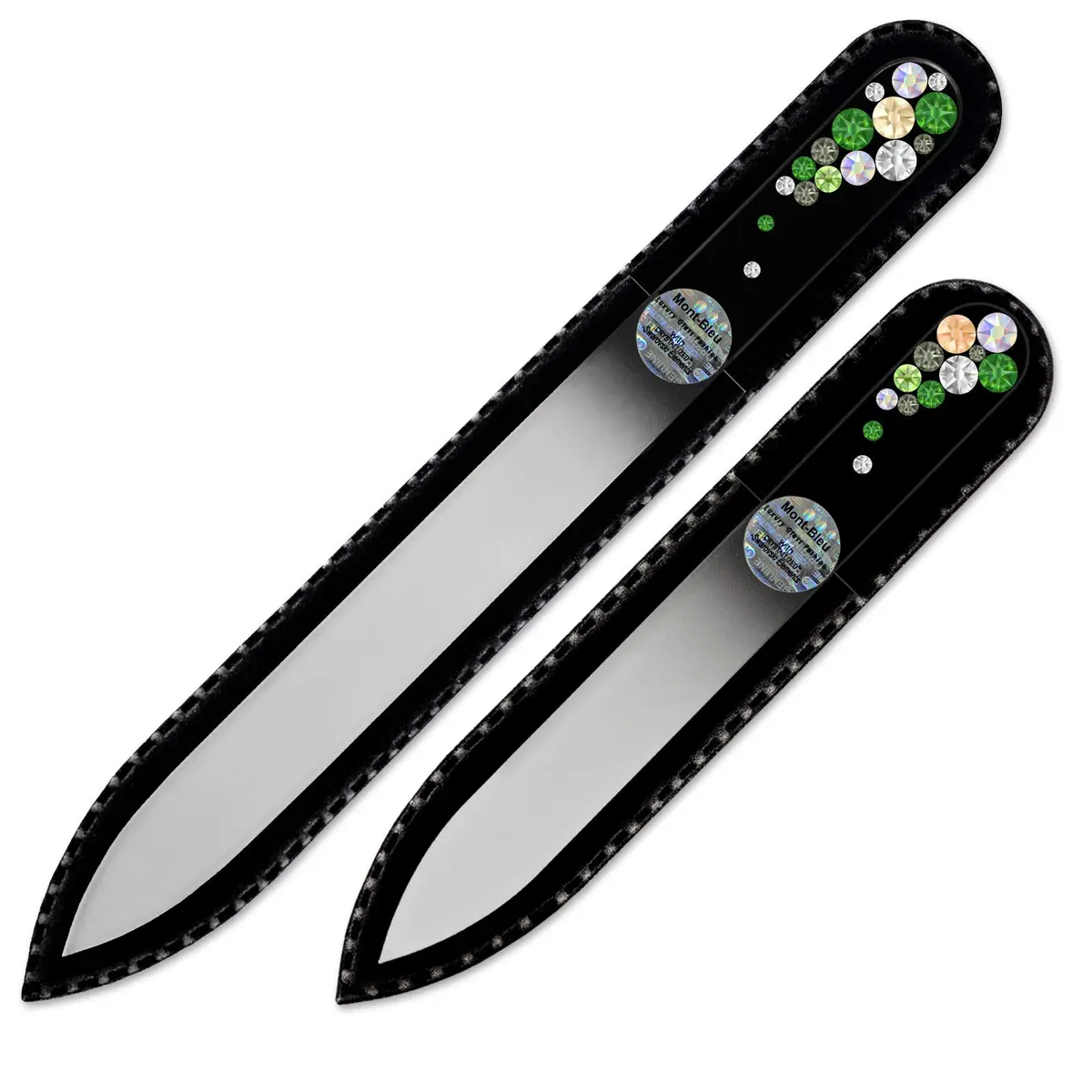 Mont Bleu Set of 2 Crystal Nail Files with Crystals | Genuine Czech Tempered Glass, Fine Grit - main product image