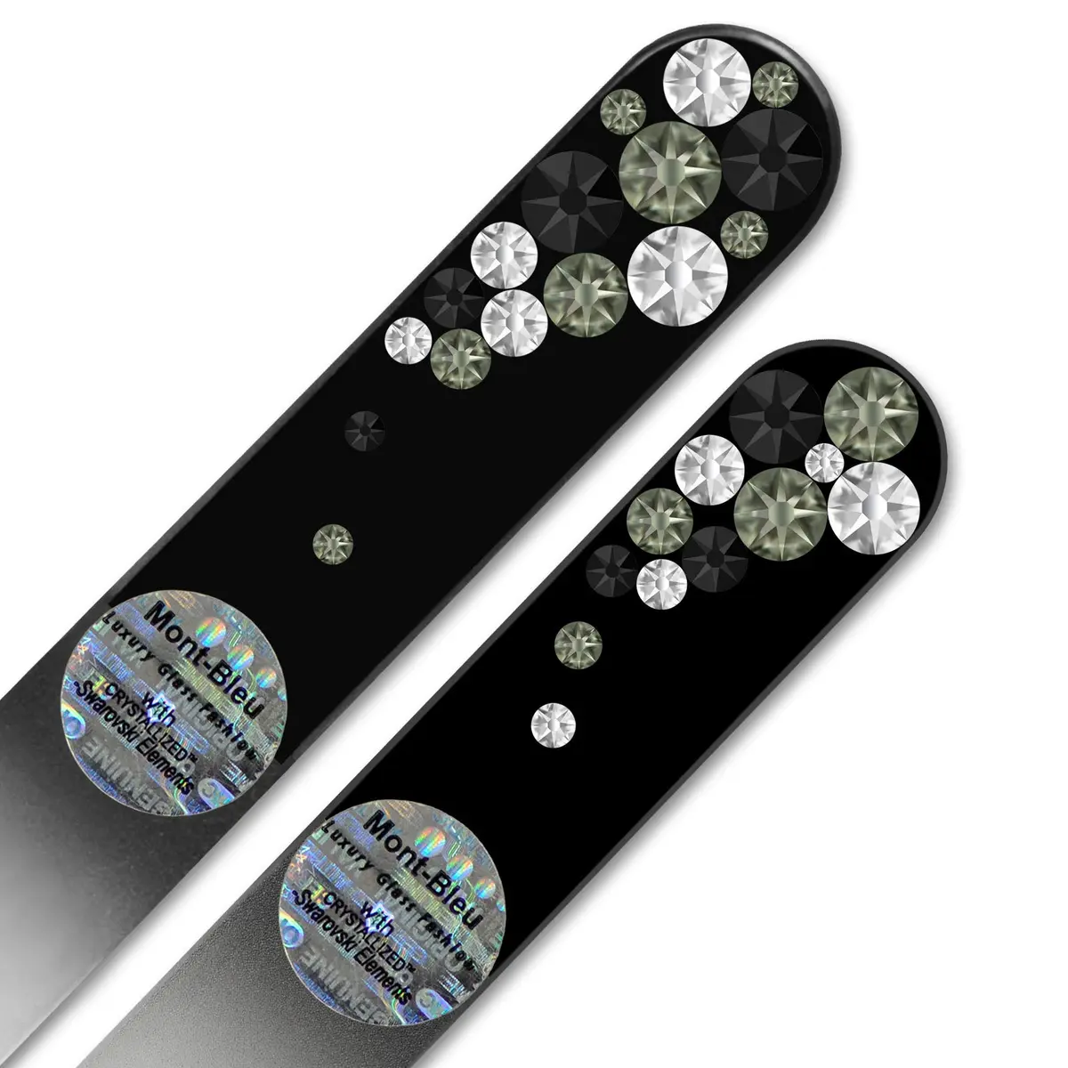 Mont Bleu Set of 2 Black Glass Nail Files with Crystals | Fine Grit for Natural Nails - view 5