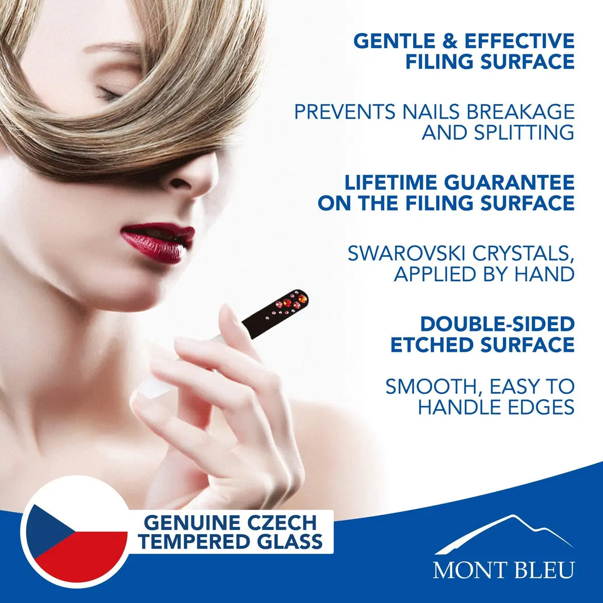 Mont Bleu Set of 2 Black Glass Nail Files with Crystals | Fine Grit for Natural Nails - view 3
