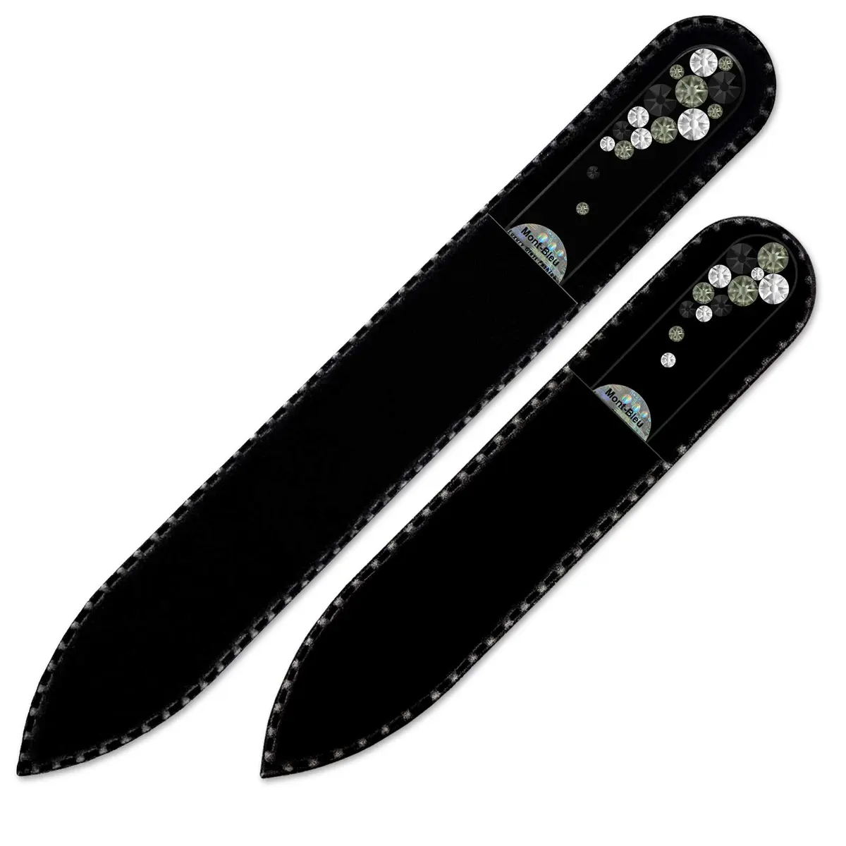 Mont Bleu Set of 2 Black Glass Nail Files with Crystals | Fine Grit for Natural Nails - view 4