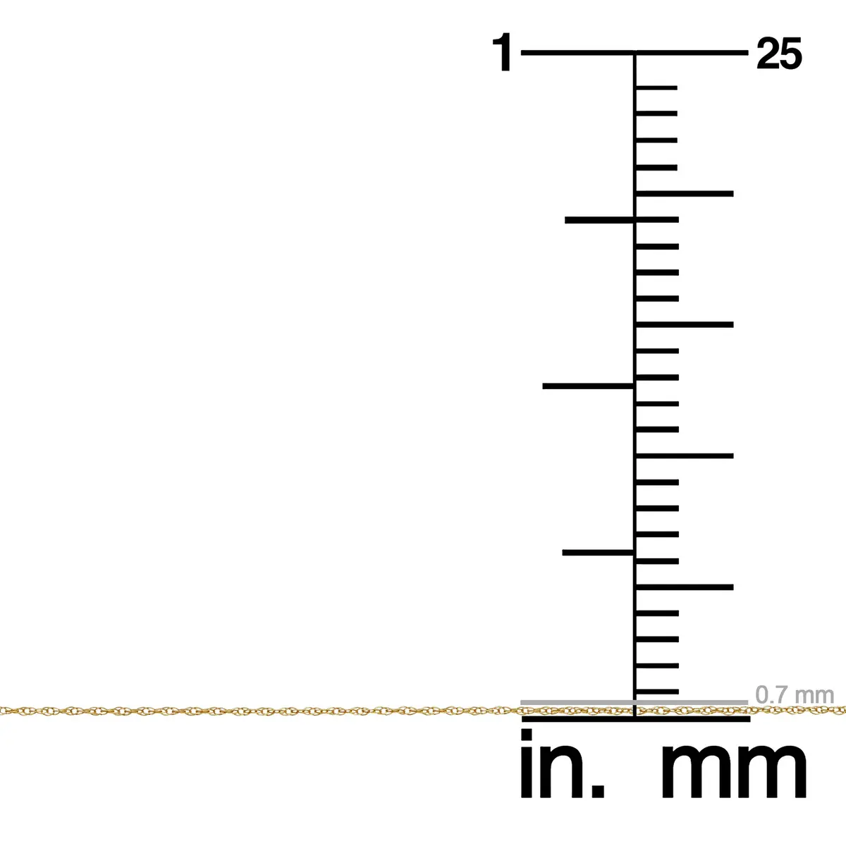 Kooljewelry Solid 10K Yellow Gold Rope Chain Necklace 0.7 mm (0.0275 in) | Polished Finish - view 5