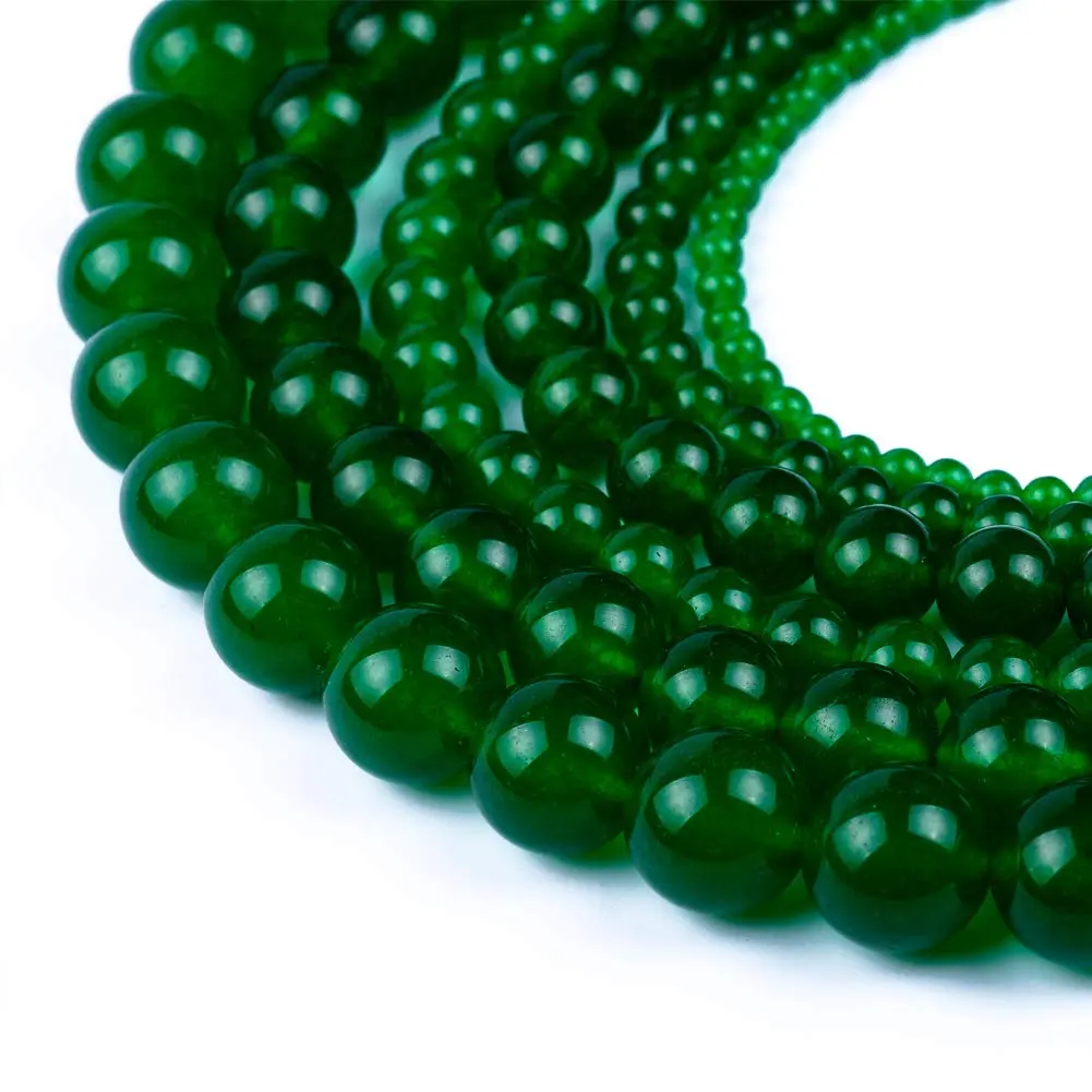 Ruilong Natural Stone Beads Dark Green Chalcedony 8mm | DIY Jewelry Making - main product image