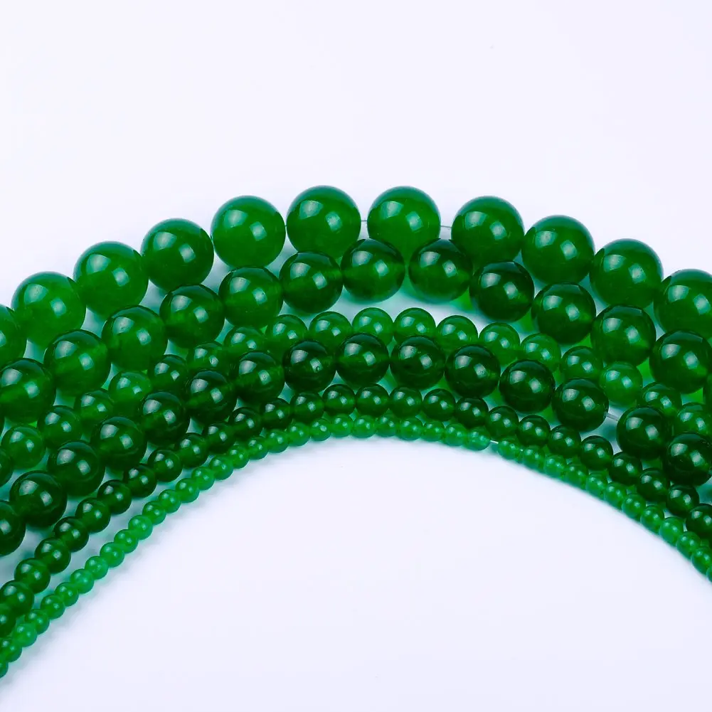 Ruilong Natural Stone Beads Dark Green Chalcedony 8mm | DIY Jewelry Making - view 2