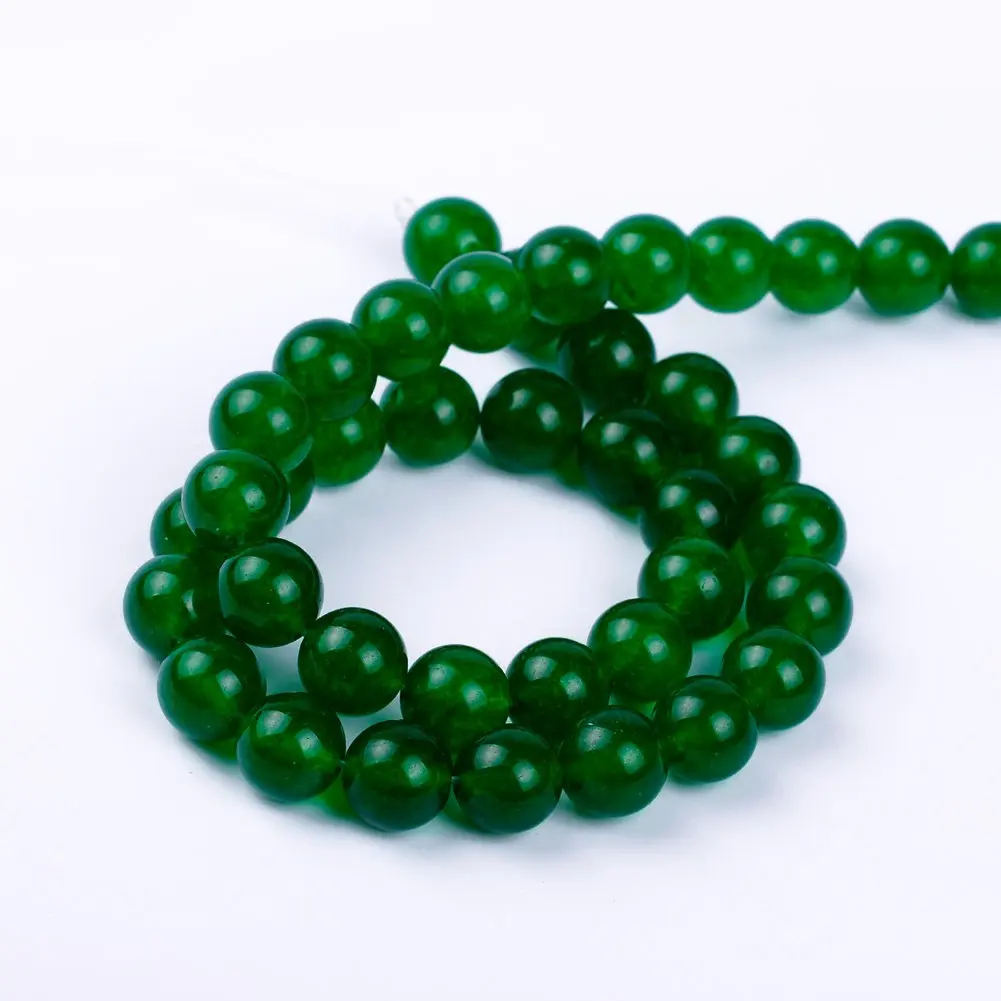 Ruilong Natural Stone Beads Dark Green Chalcedony 8mm | DIY Jewelry Making - view 3