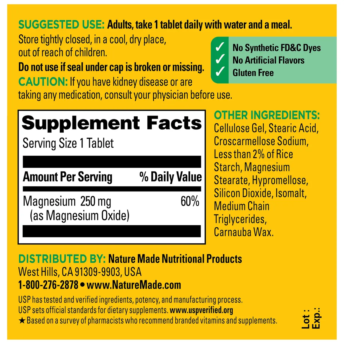 Nature Made Magnesium Oxide 250 mg Tablets 100 Count | Essential Mineral for Muscle, Heart, Bone & Nerve Health - view 7