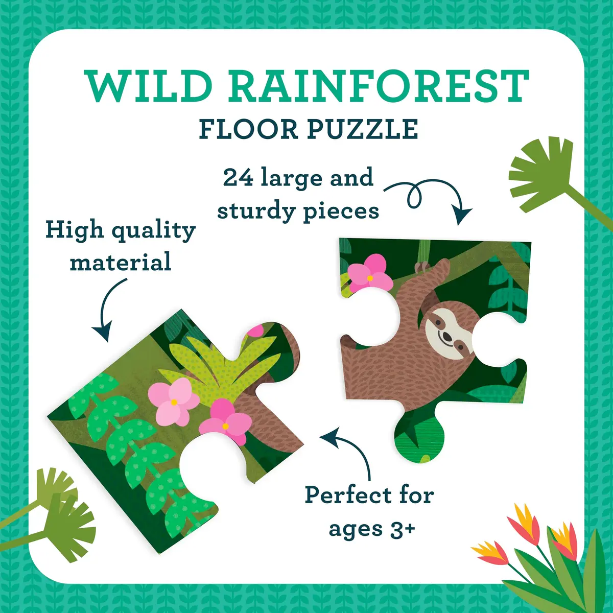 Petit Collage Floor Puzzle Wild Rainforest 24-Pieces | Bright, Eco-Friendly Kids Puzzle - view 5