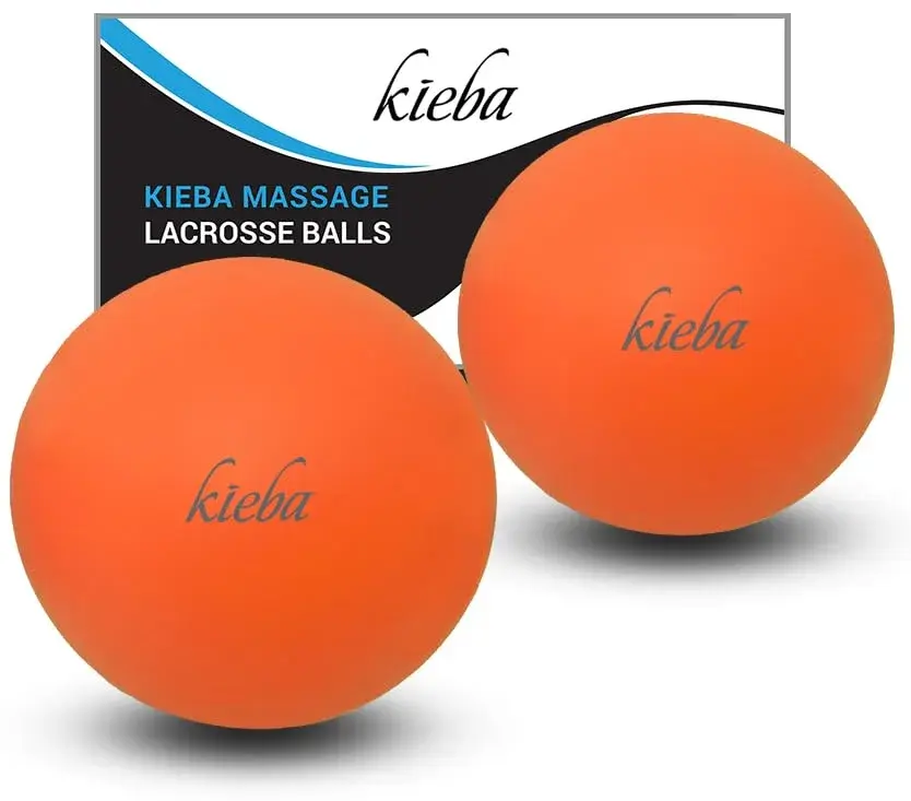 Kieba Massage Lacrosse Balls for Myofascial Release, Trigger Point Therapy, Muscle Knots, and Yoga Therapy. Set of 2 Firm Balls (2 Orange) - main product image