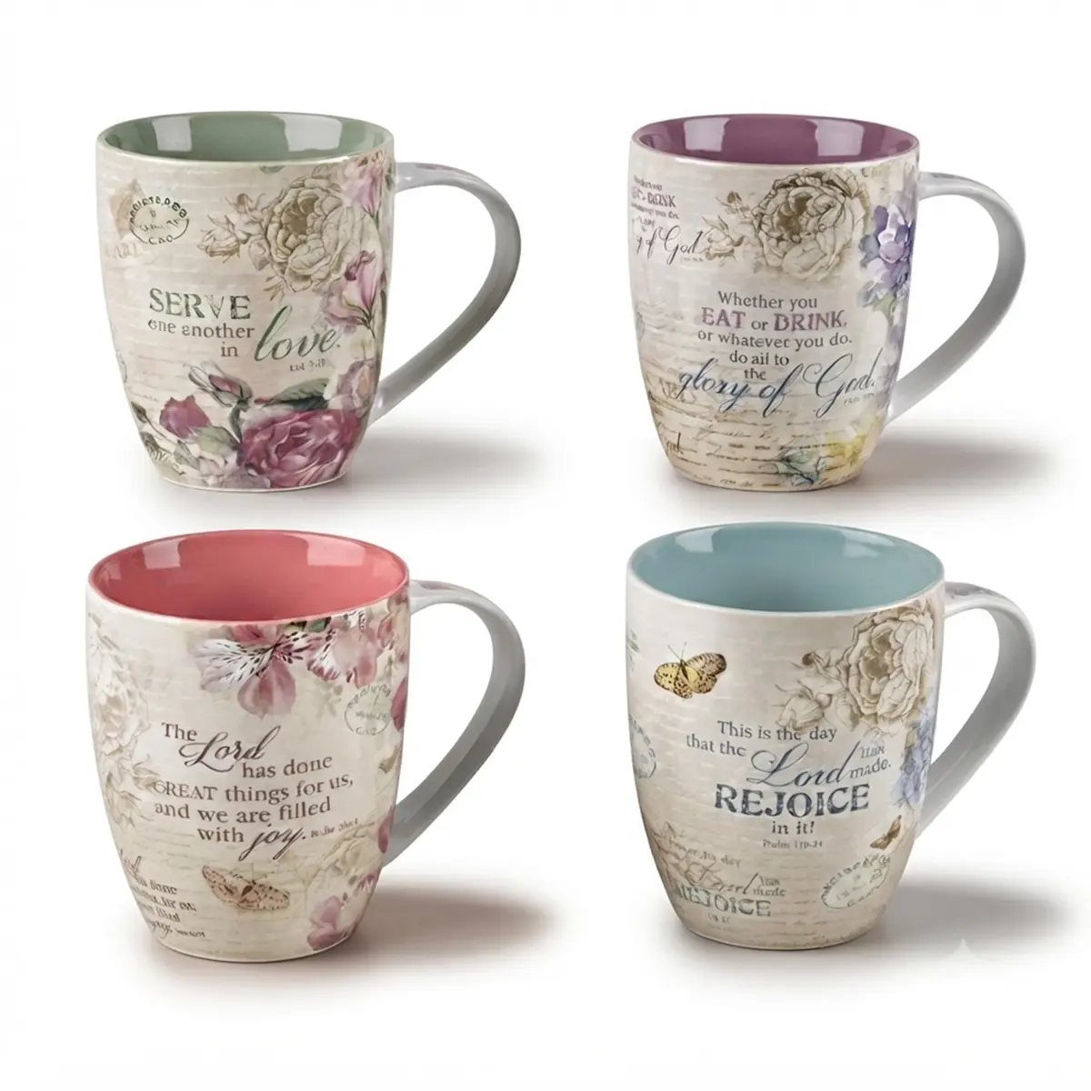 Christian Art Gifts Ceramic Coffee/Tea Mug Set for Women, Multicolor | Scripture & Floral Design, 11oz - main product image