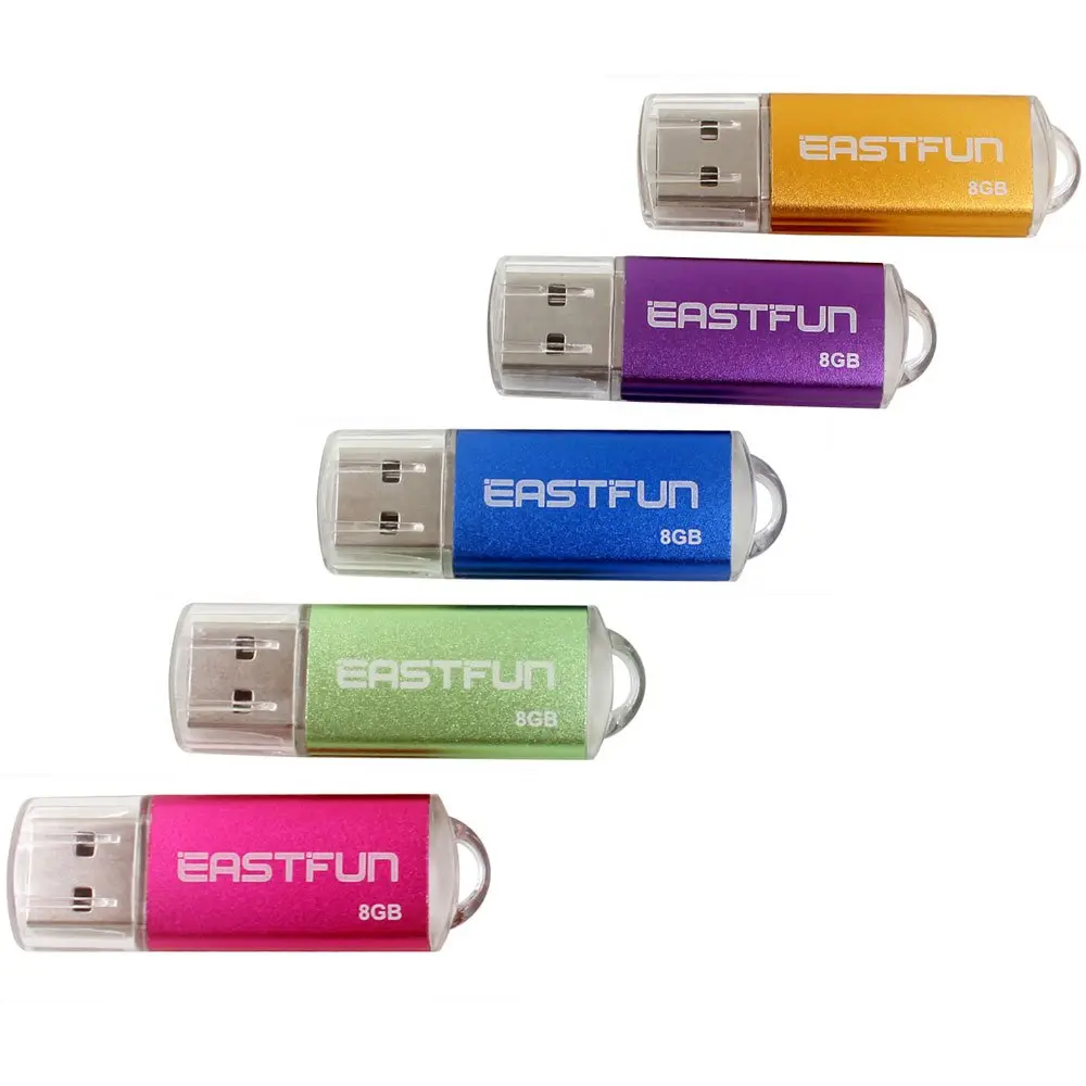EASTFUN 5Pcs 8GB USB Flash Drive | USB 2.0 Memory Stick with Metal Casing (5 Pack, 8GB Each) - main product image