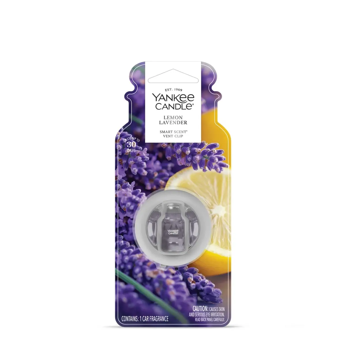 Yankee Candle Lemon Lavender Smart Scent Vent Clip Car Air Freshener | 4.4ml (0.15 Fl Oz) | Lasts Up to 30 Days - main product image