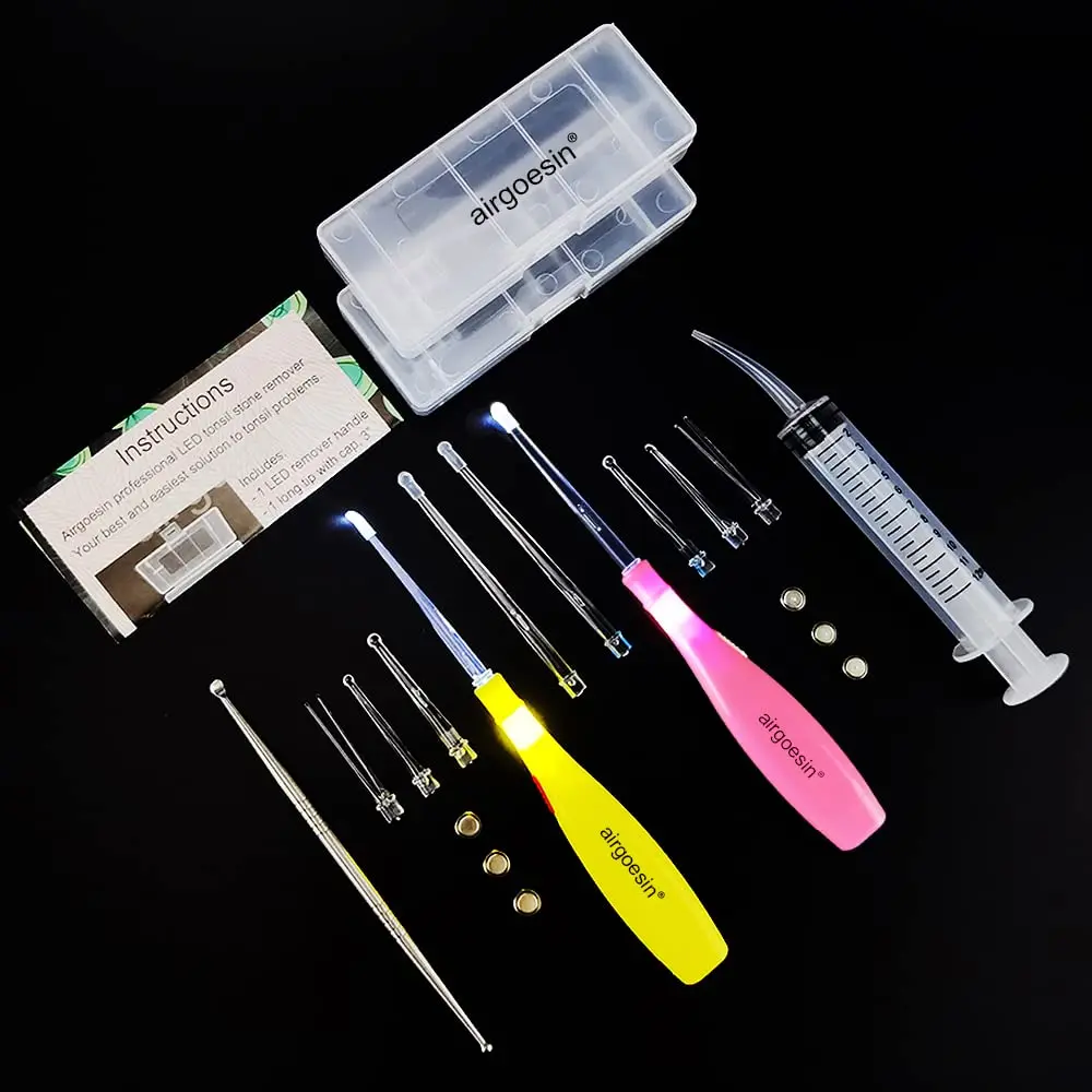 Airgoesin Tonsil Stone Remover LED Tool Kit 2 Sets | Painless Removal for Fresher Breath - main product image