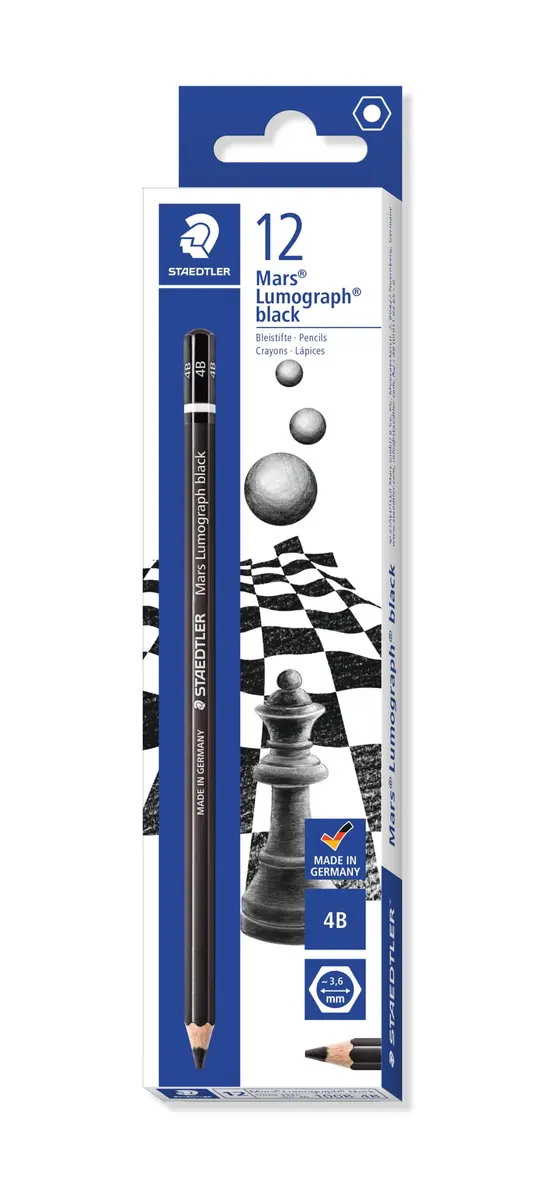 STAEDTLER Mars Lumograph Black Art Pencils, 12 Pack | Premium German Drawing & Sketching Pencils for Artists & Students - main product image