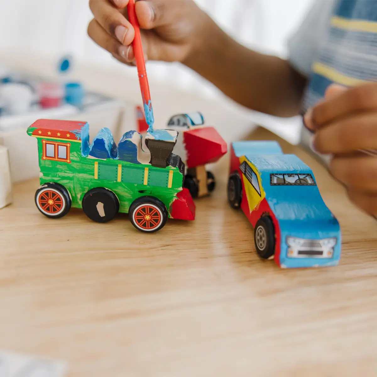 Melissa & Doug Decorate-Your-Own Wooden Craft Kits Set - Plane, Train, and Race Car | Creative, Screen-Free Fun for Kids - view 5