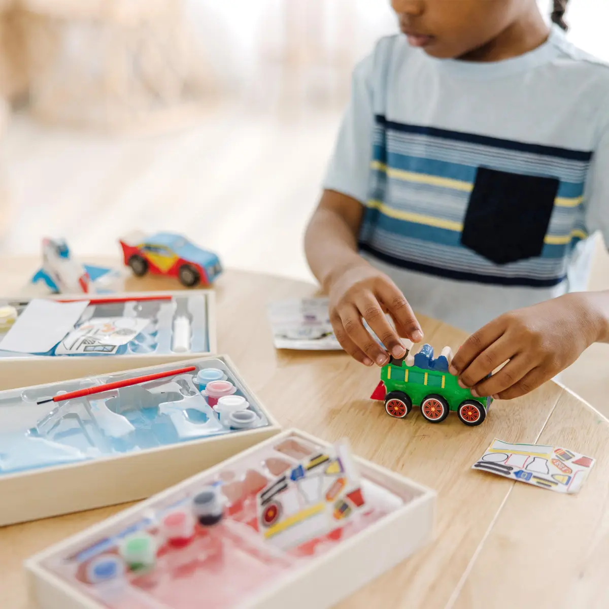 Melissa & Doug Decorate-Your-Own Wooden Craft Kits Set - Plane, Train, and Race Car | Creative, Screen-Free Fun for Kids - view 7